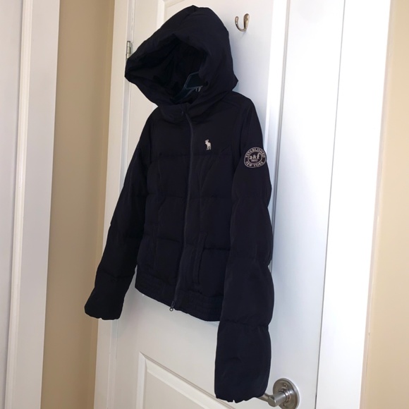 Abercrombie Kids Navy Blue Hooded Down Puffer Jacket Size XL - Picture 7 of 15